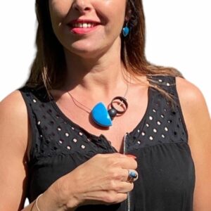 bracelet perle duo acier en céramique pour femme couleur turquoise