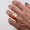 Bague Grain de café en céramique artisanale pour femme couleur orange