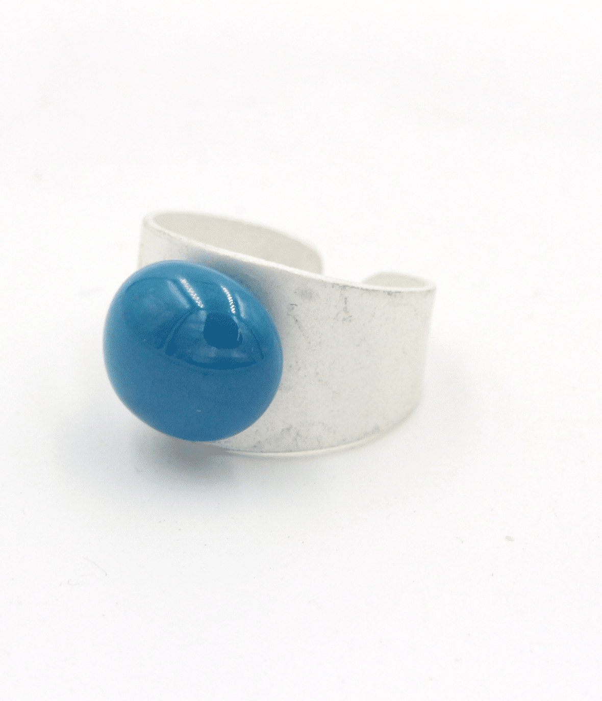 Bague grain de café en céramique artisanale couleur turquoise