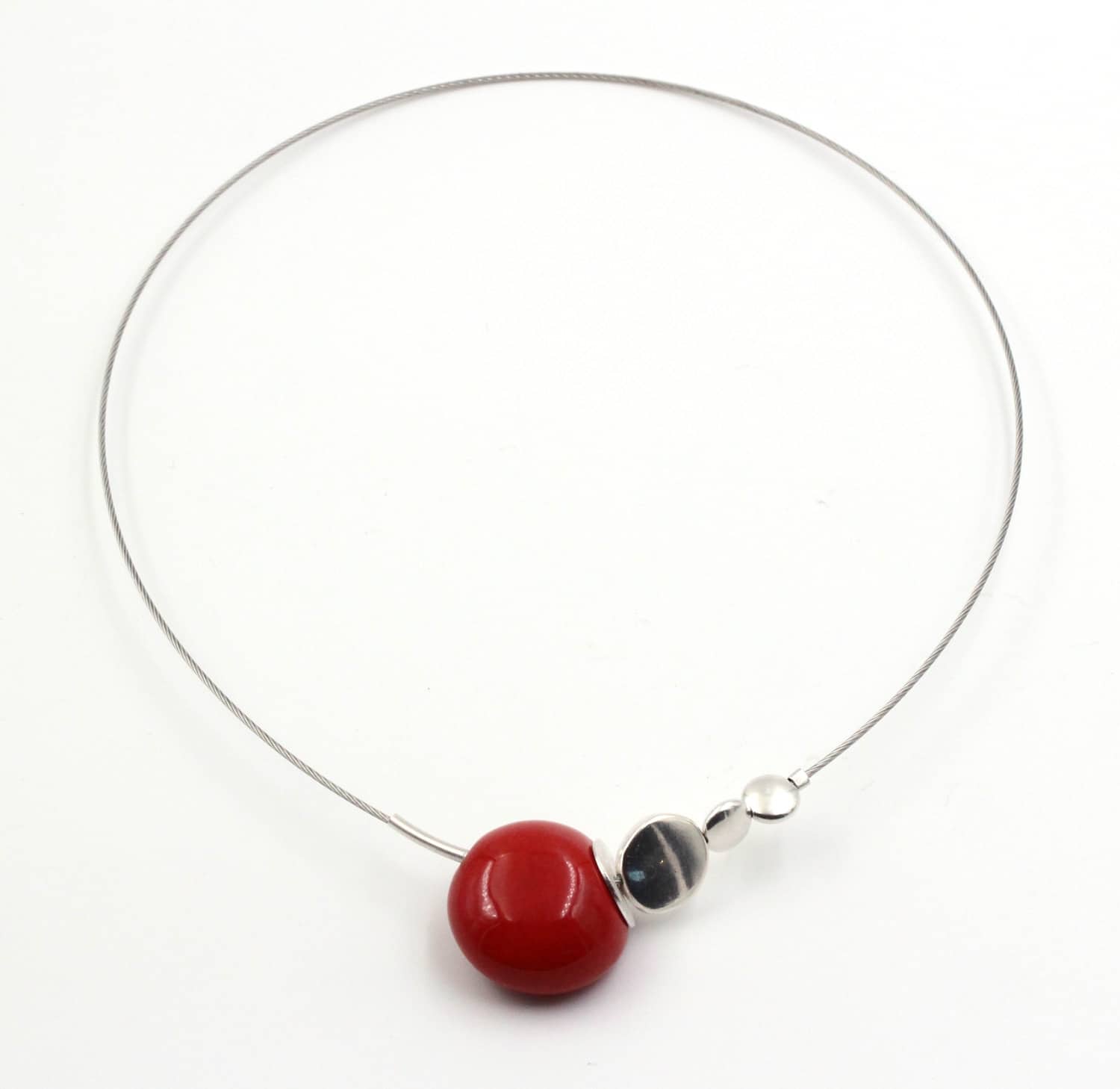 Collier Écho en céramique pour femme couleur cerise