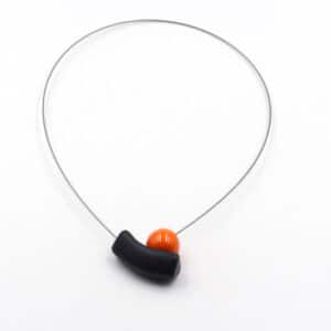 Collier Atome en céramique - câble acier