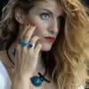 Collier shogun en céramique pour femme couleur bleu canard