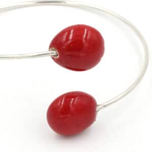 Bracelet gouttes d'eau argent en Céramique pour femme couleur cerise