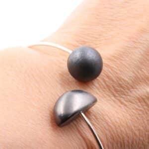 Bracelet Inca en Céramique -Jonc plaqué argent
